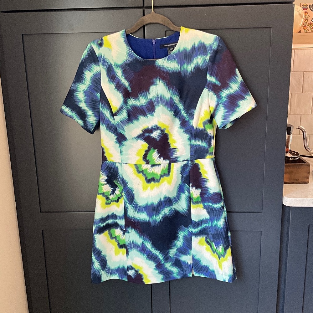 French Connection multicolored Short Sleeve Mini Dress, Size 8